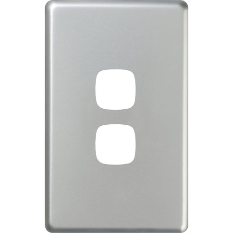 HPM EXCEL 2 Gang Coverplate Matt Silver Wall Plate