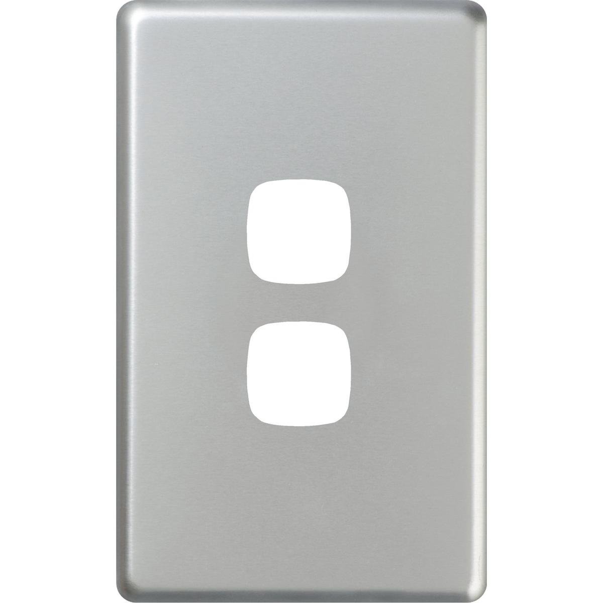 HPM EXCEL 2 Gang Coverplate Matt Silver Wall Plate