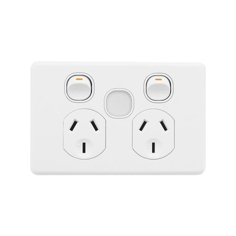 DETA X6 White Double Power Point With Dimmable Night Light 10A 6231B