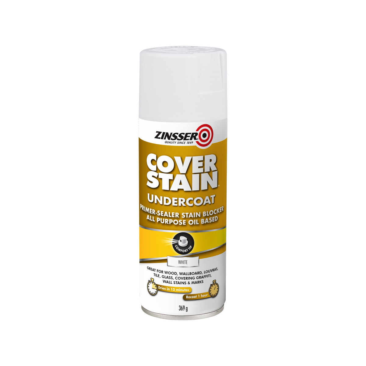 Zinsser CoverStain 369g Primer Sealer & Stain Blocker Aerosol - Oil Based, Indoor & Outdoor
