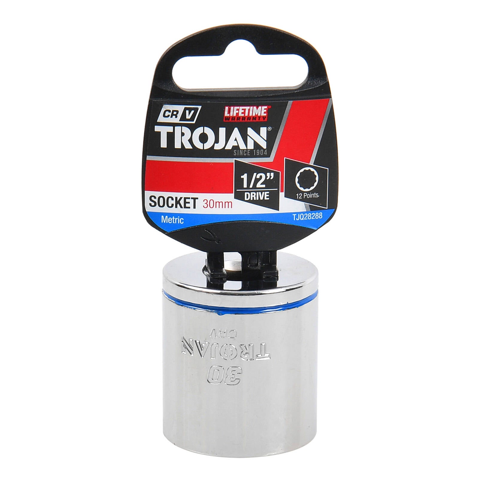 Trojan 30mm Socket 1/2" Drive Chrome Vanadium 12 Point