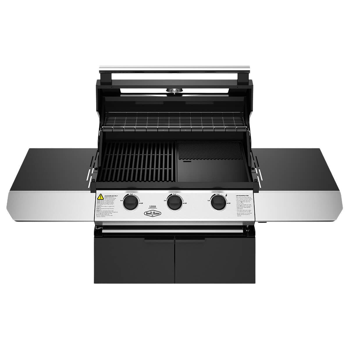 Beefeater 1200 Series 3 Burner LPG BBQ with Trolley - Black - Lockable Castor Wheels - BMG1230BB