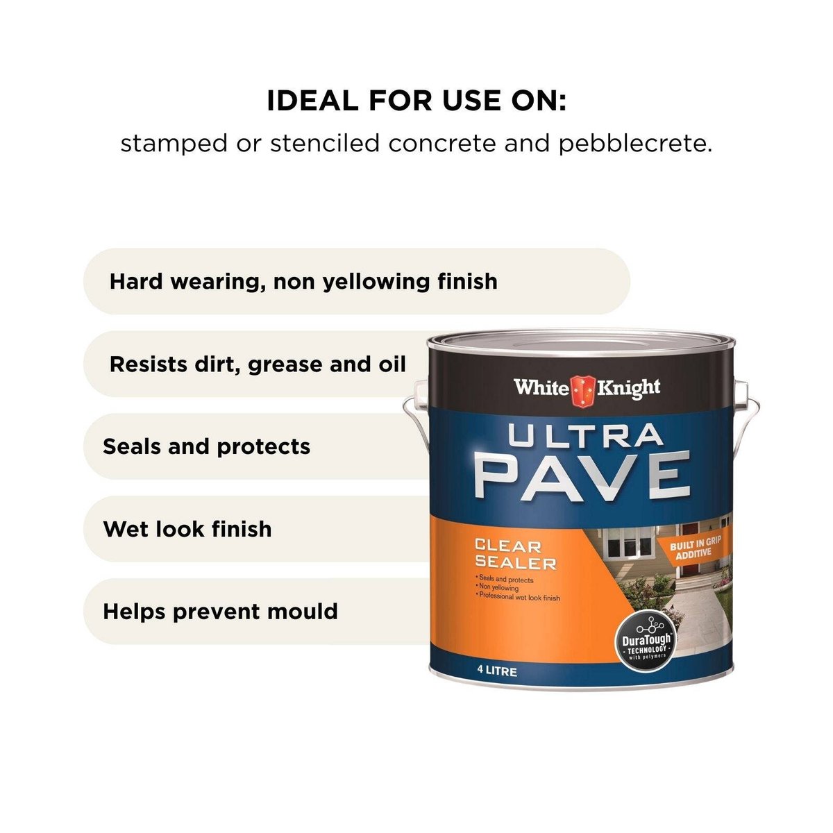 White Knight Ultra Pave 4L Clear Sealer - Waterproof, Concrete & Paving Sealer