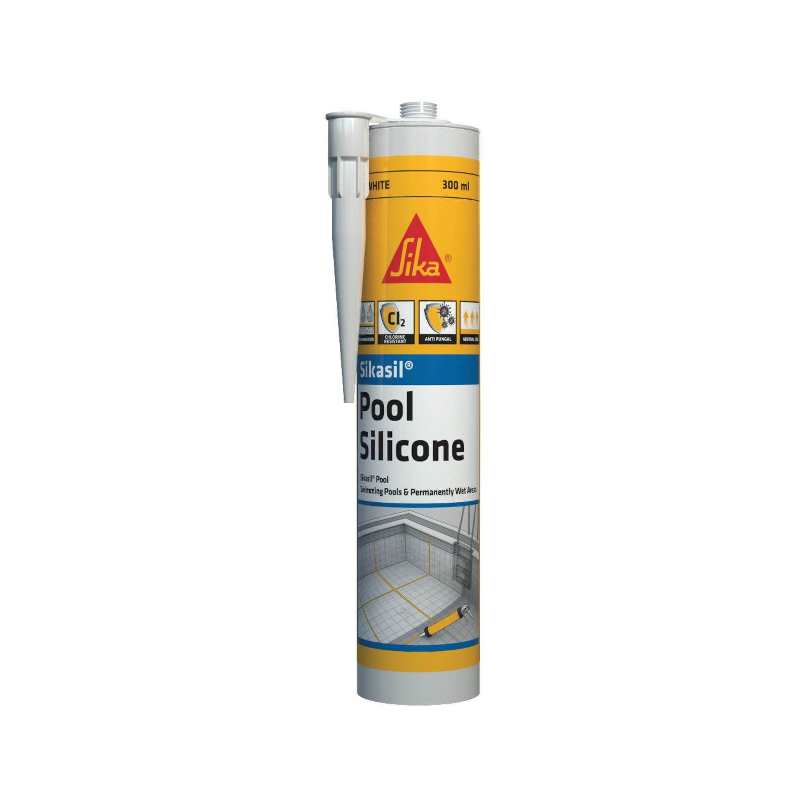 Sika Sikasil Pool Premium Swimming Pool Silicone Sealant 300ml White UV Resistant