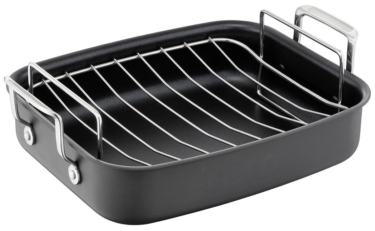 Tefal Jamie Oliver 26x32cm Non-stick Oven Roasting Baking Tray - Black - Stainless Steel Rack - H9029582