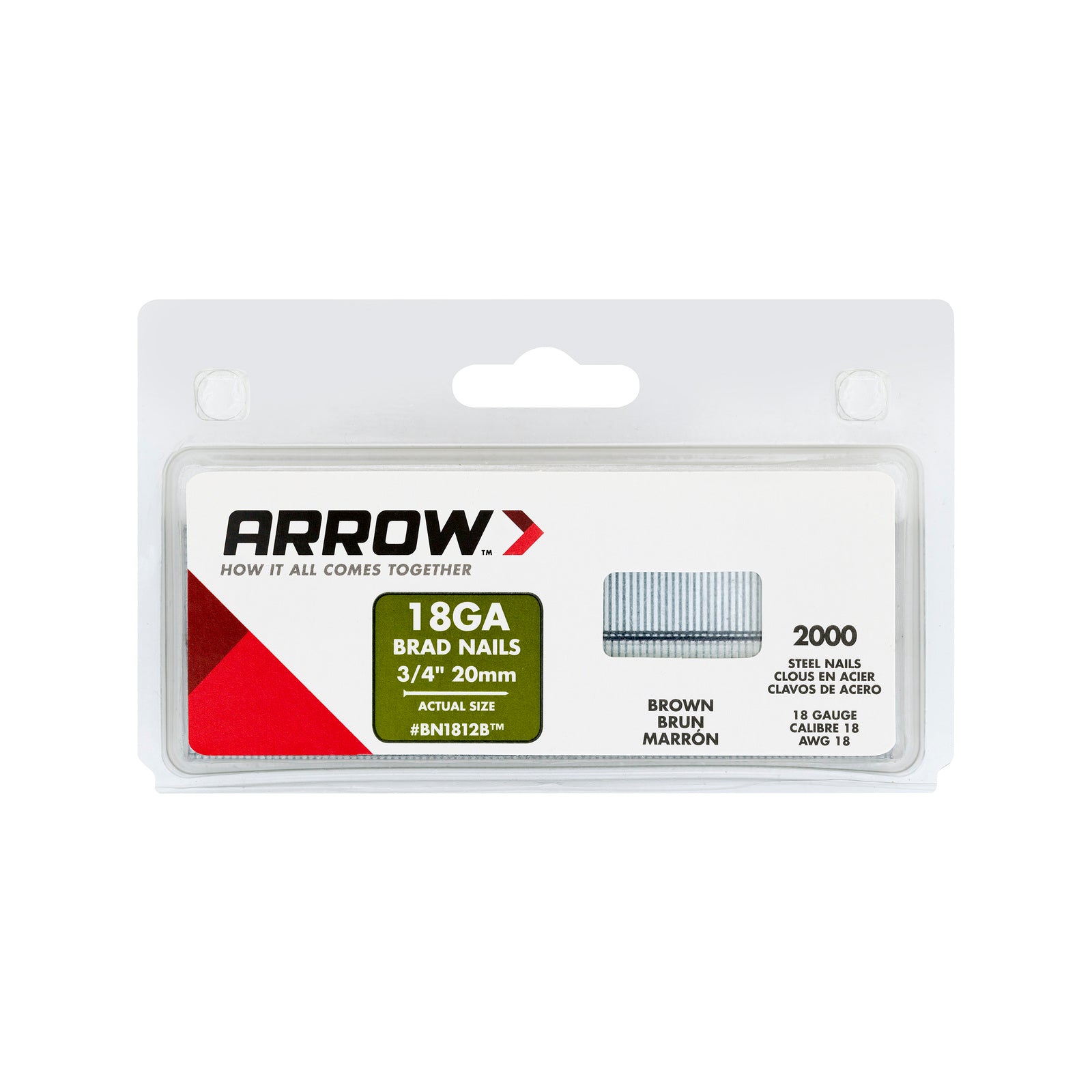 Arrow 20mm 18 GA Brown Brad Nails - 2000 Pack