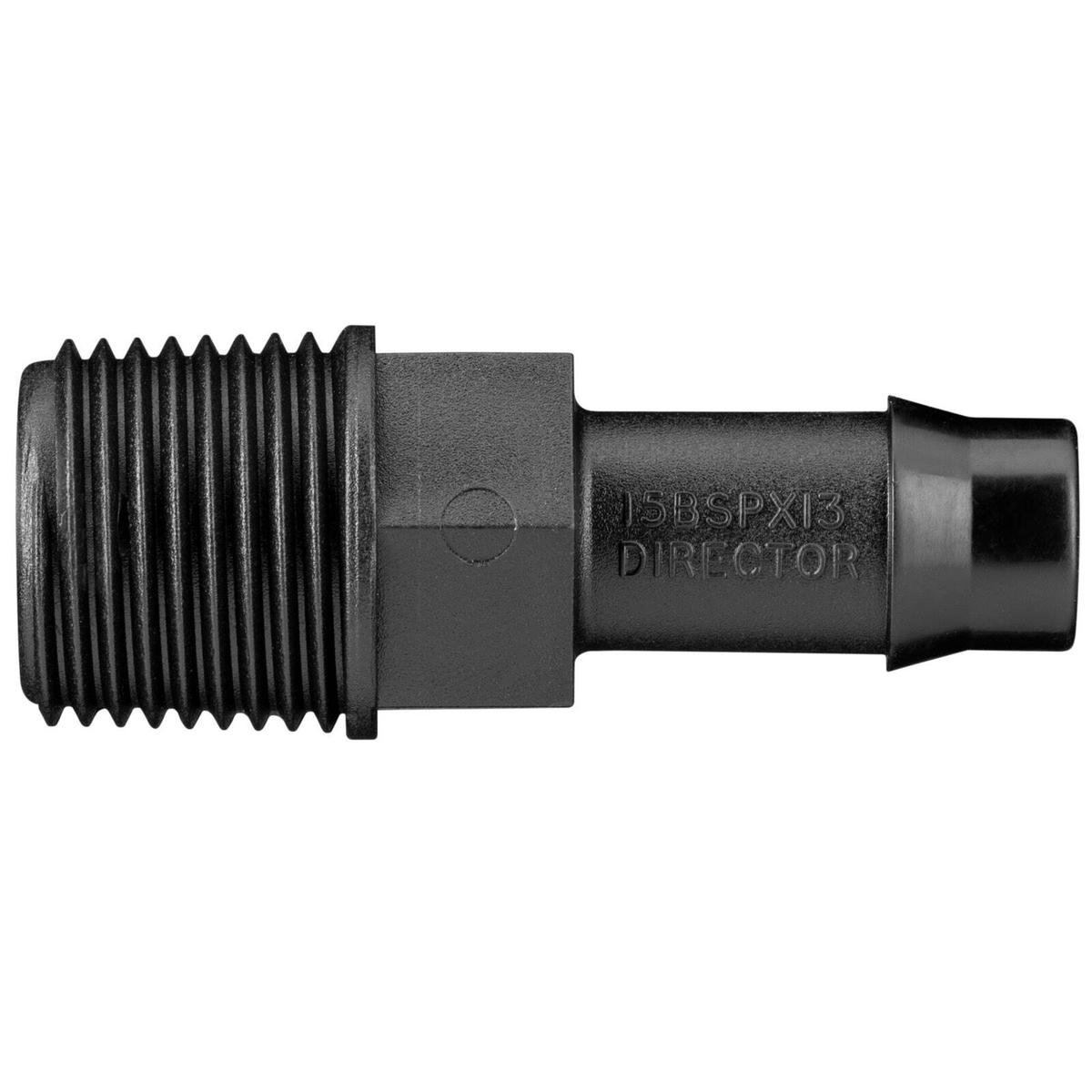 Pope 13mm Tail x 15mm BSP Male Director 5 Pack - Black Poly Irrigation Connector