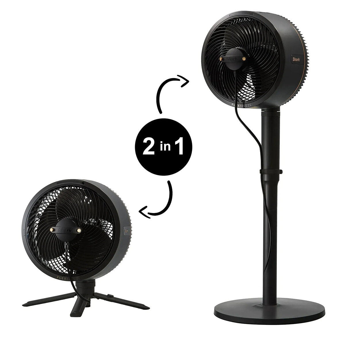 Shark FlexBreeze pedestal fan with misting attachment - Black - 5 speeds - corded or cordless - FA225