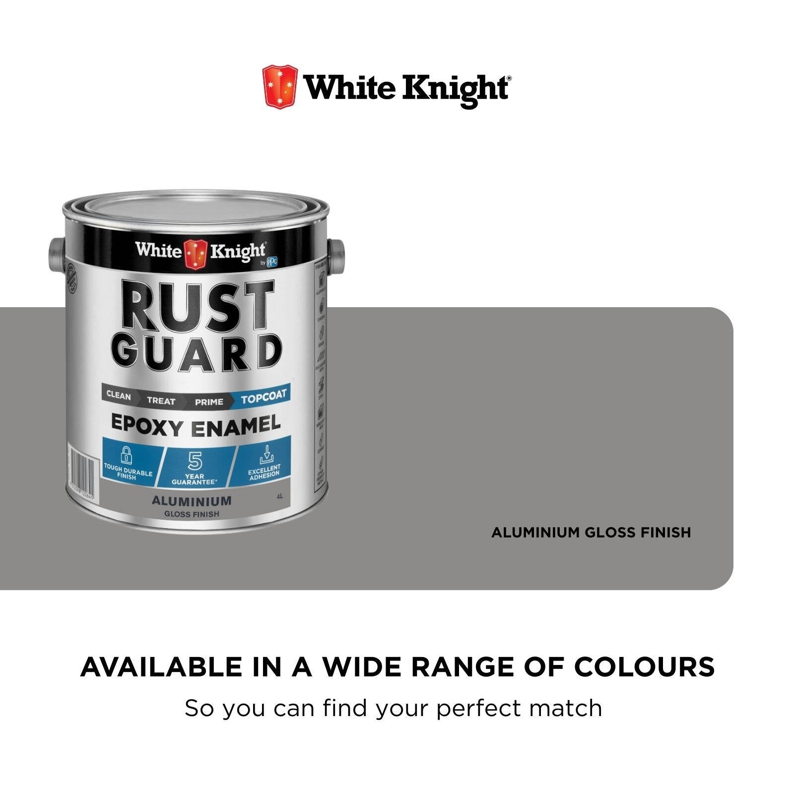 White Knight Rust Guard Aluminium Gloss Epoxy Enamel Paint 4L