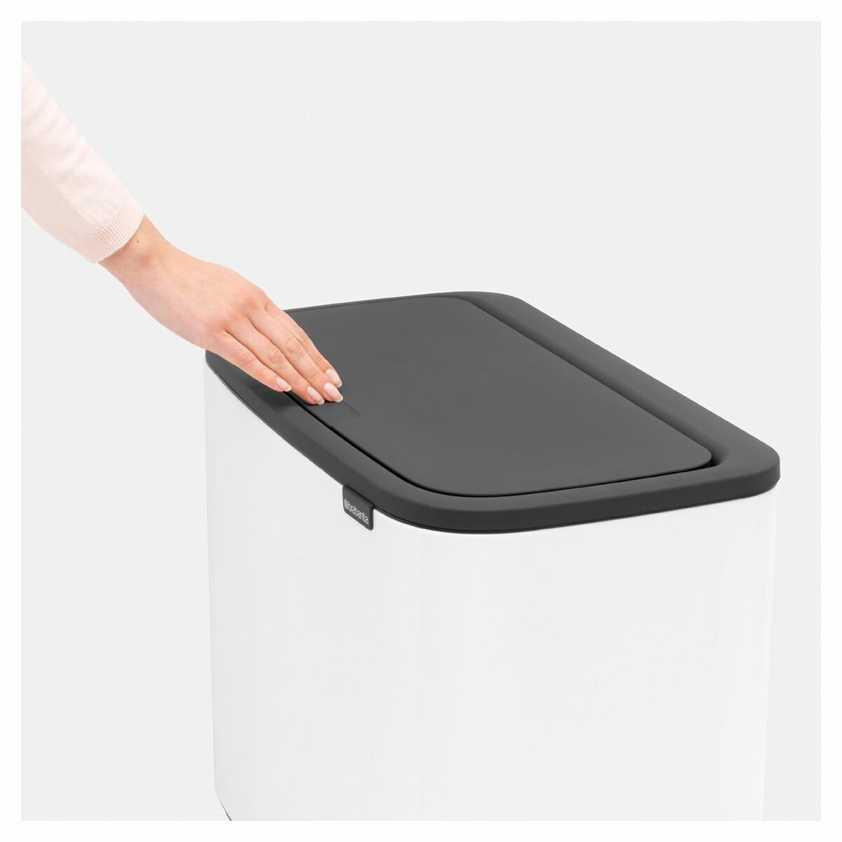 Brabantia 11/23L Bo Touch Bin - Two Removable Inner Buckets, Soft Touch Opening, White - 01906