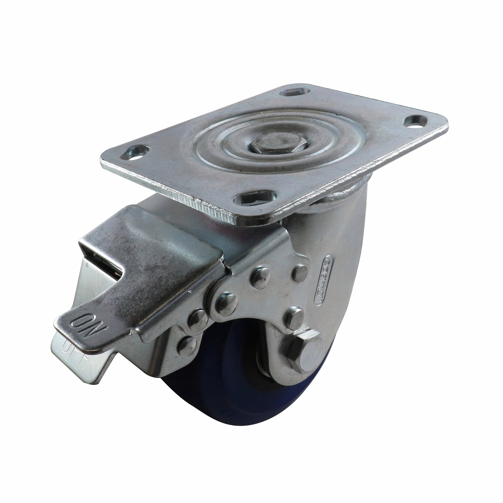 Easyroll 100mm Blue Elastic Rubber Swivel Brake Castor