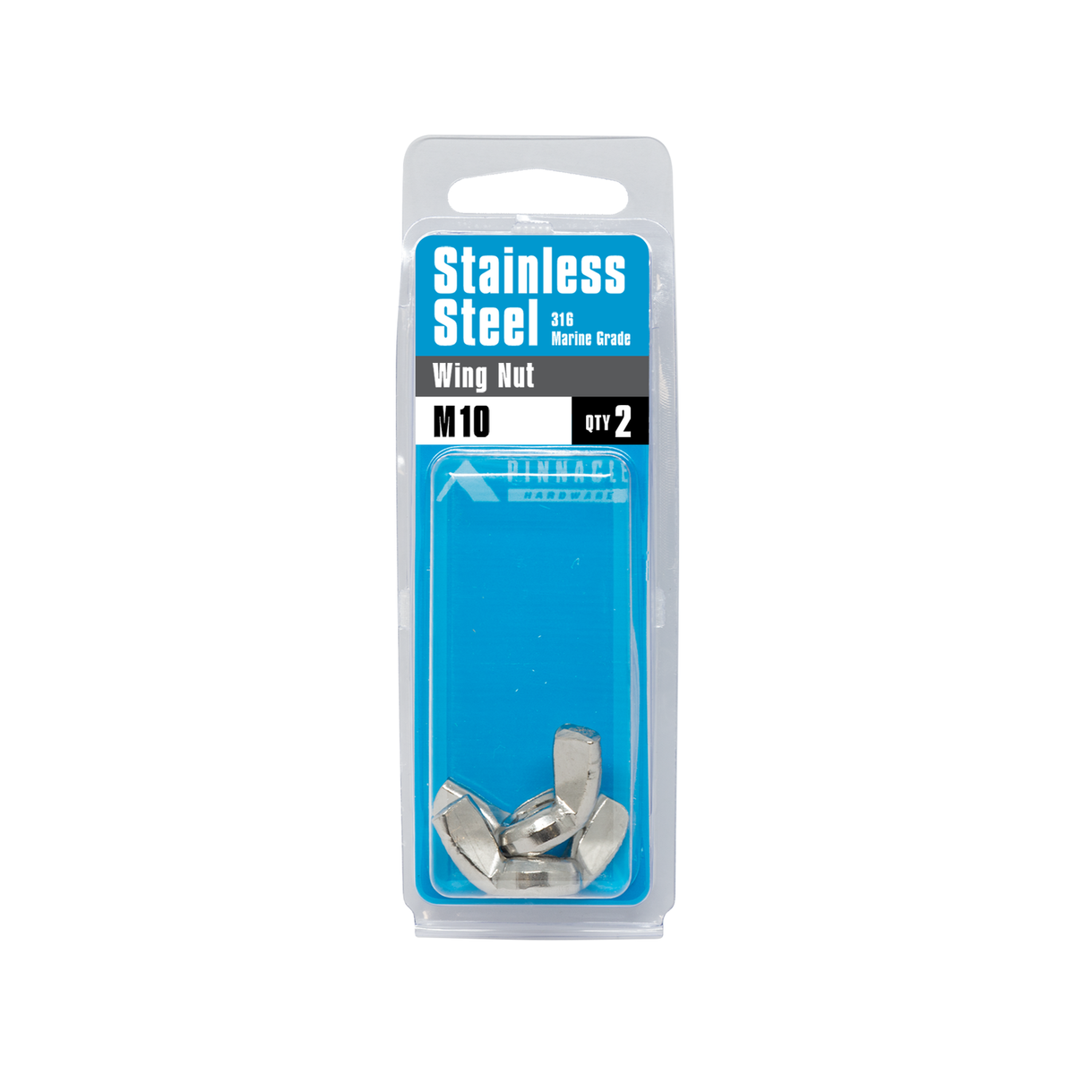 Pinnacle M10 Stainless Steel 316 Wing Nuts - 2 Pack