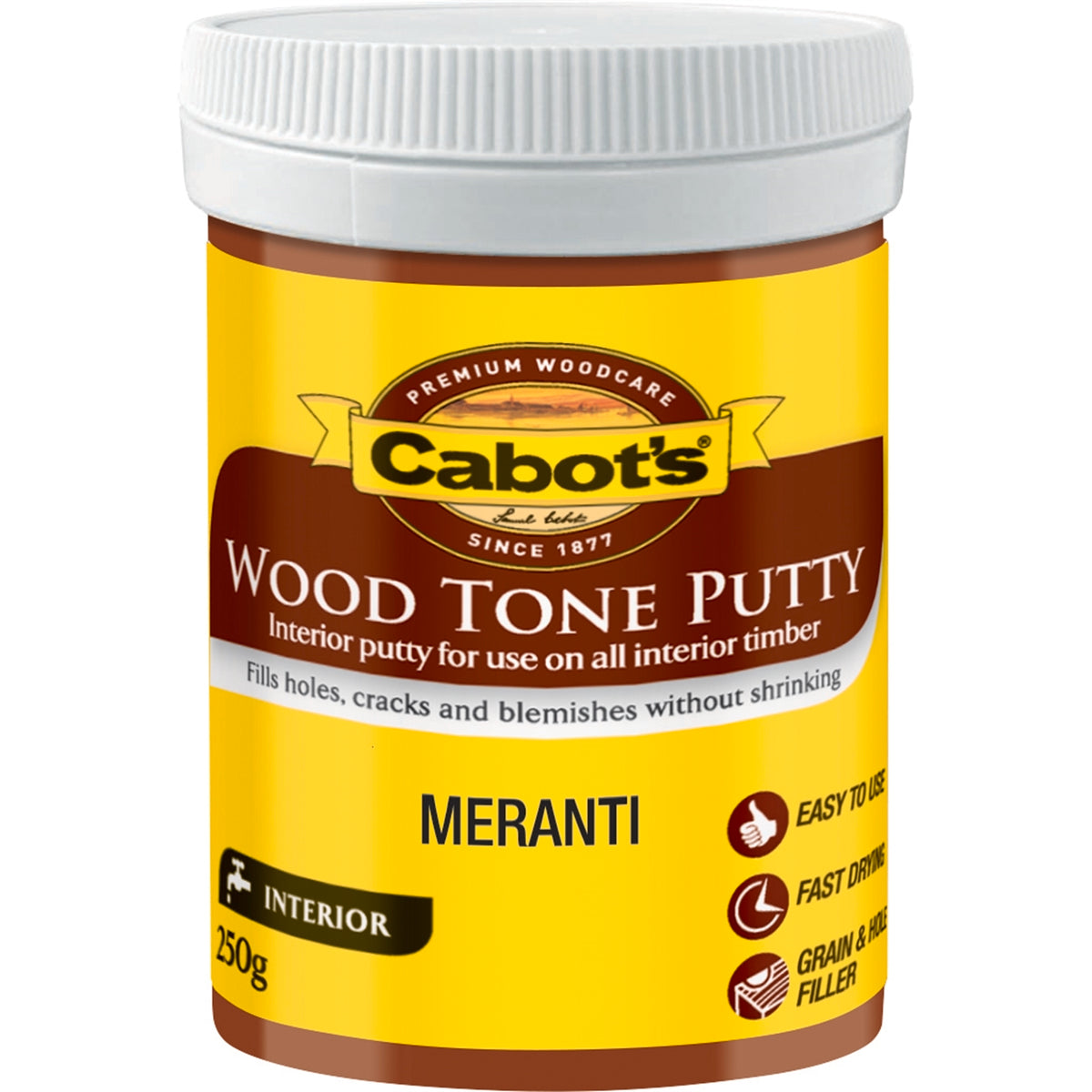 Cabot's Wood Tone Putty 250g Meranti Water Based Interior Wood Filler