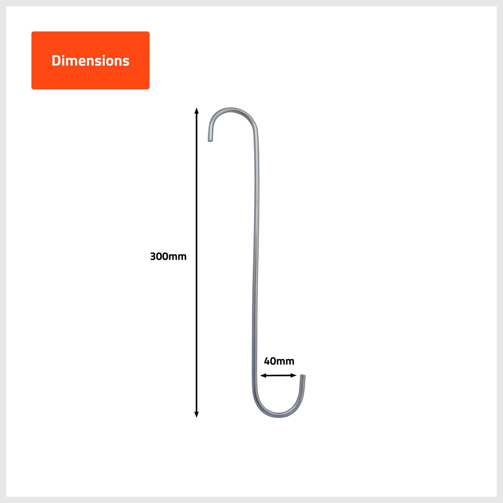 Taskmaster 300 x 40 x 5mm Steel S Hook - 4 Pack