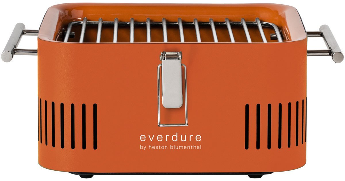 Everdure by Heston Blumenthal Cube Portable Charcoal BBQ - Porcelain Enamel Firebox - Orange - HBCUBEO