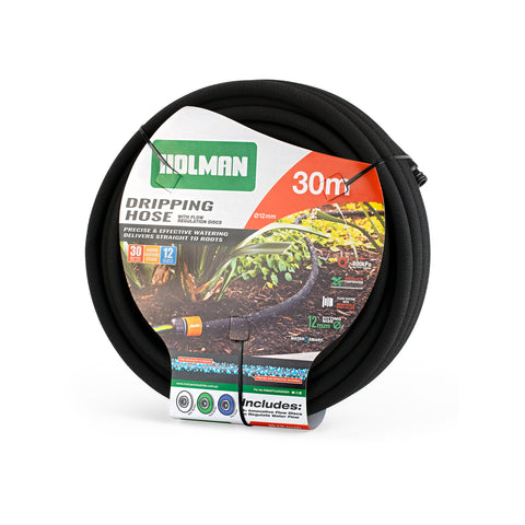 Holman 30m Black Weeper Hose 13mm UV and Kink Resistant