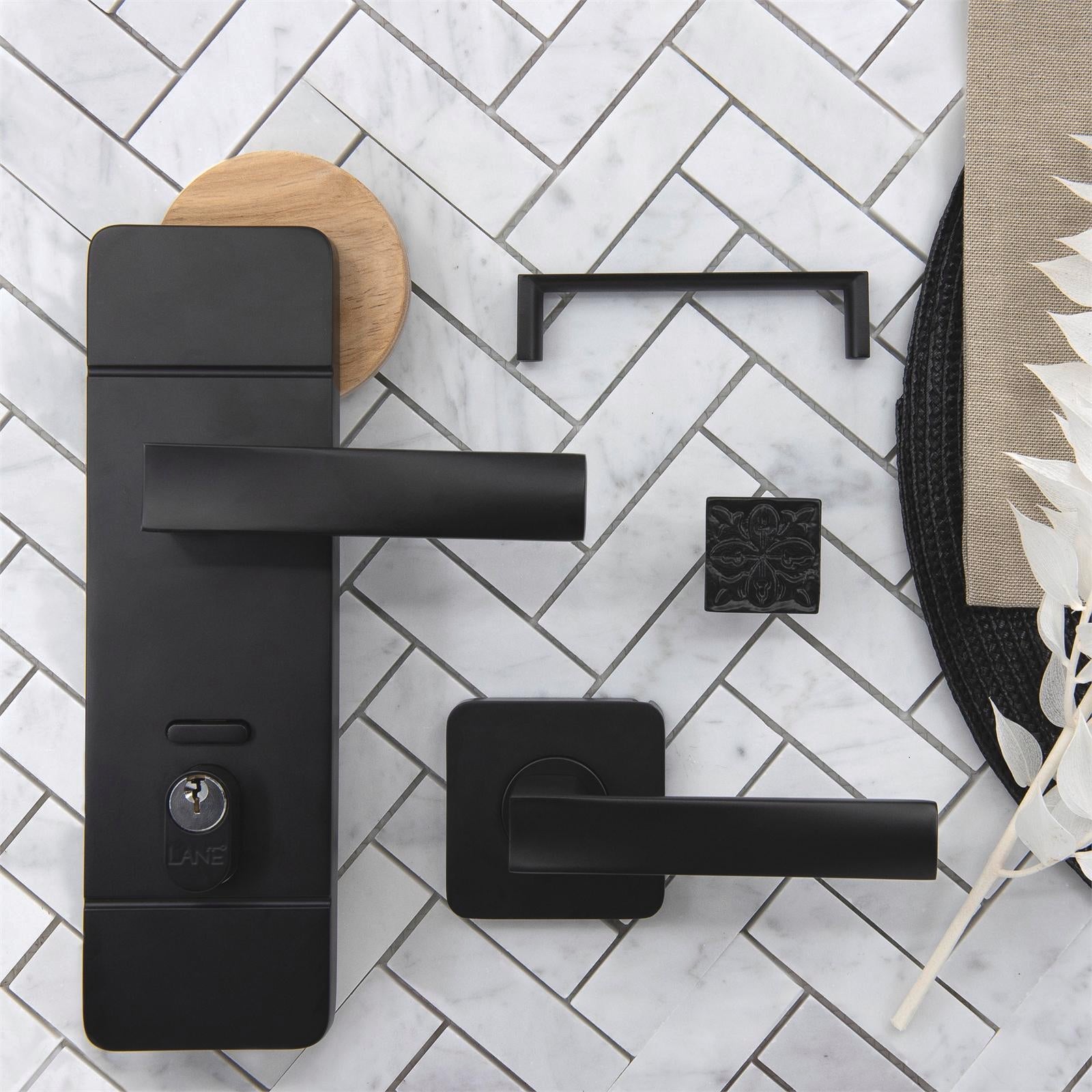 Lane 33 x 28mm Matte Black Square Iron Cabinet Knob