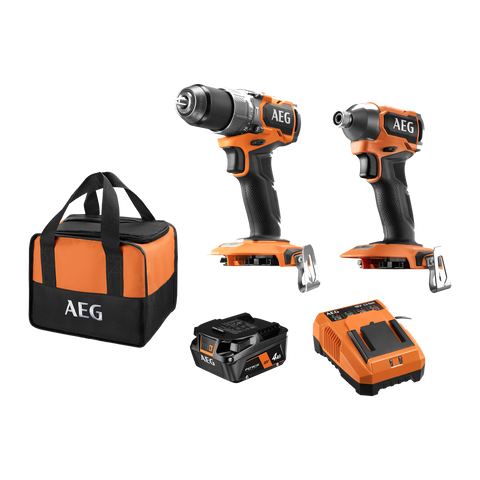 AEG 18V Brushless Sub Compact 2-Piece 4.0Ah Cordless Kit A18SX24B