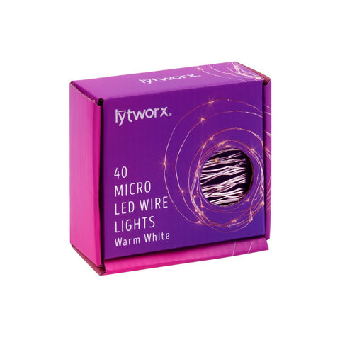 Lytworx 40 Warm White Battery Operated Micro LED Wire Lights 57972