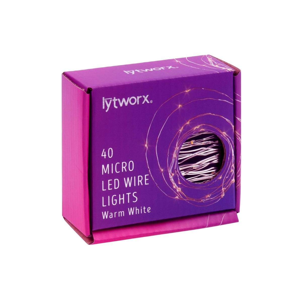 Lytworx 40 Warm White Battery Operated Micro LED Wire Lights 57972