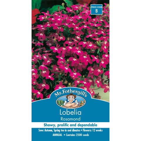 Mr Fothergill's Lobelia Rosamond Flower Seeds Compact Carmine Red Blooms