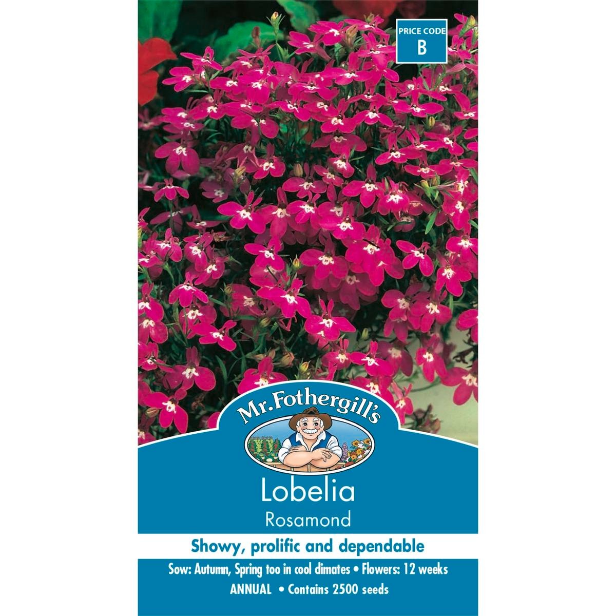 Mr Fothergill's Lobelia Rosamond Flower Seeds Compact Carmine Red Blooms