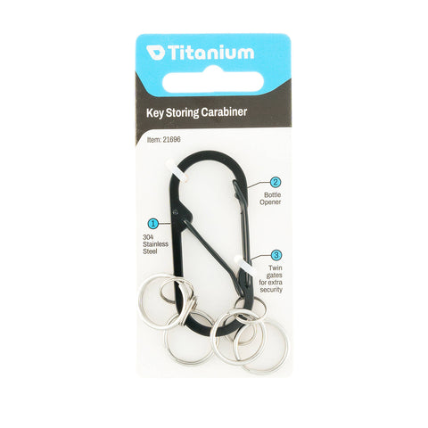 Key Storing Carabiner - 304 Stainless Steel, 4 Key Rings, Bottle Opener
