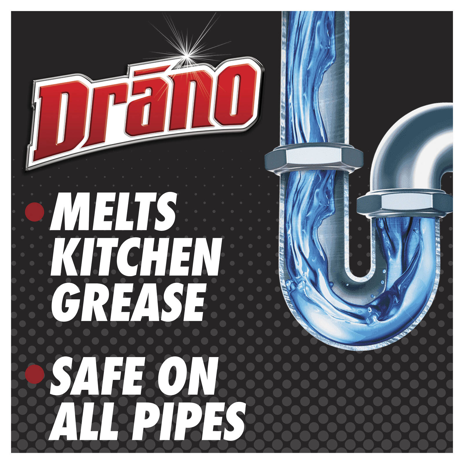 Drano Kitchen Drain Crystals 500g, Grease & Food Clog Remover