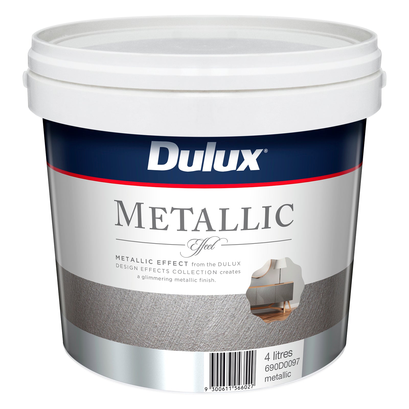Dulux Design Metallic Effect Paint 4L Silver, Tintable Water-Based Interior
