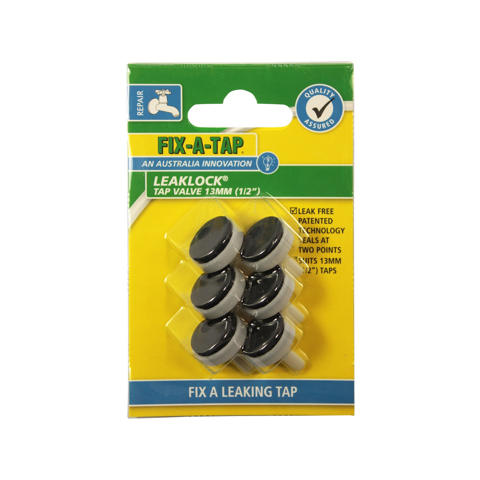 FIX-A-TAP 13mm 1/2" Leaklock Tap Valve 6 Pack - Nylon, Leak-Free Seal