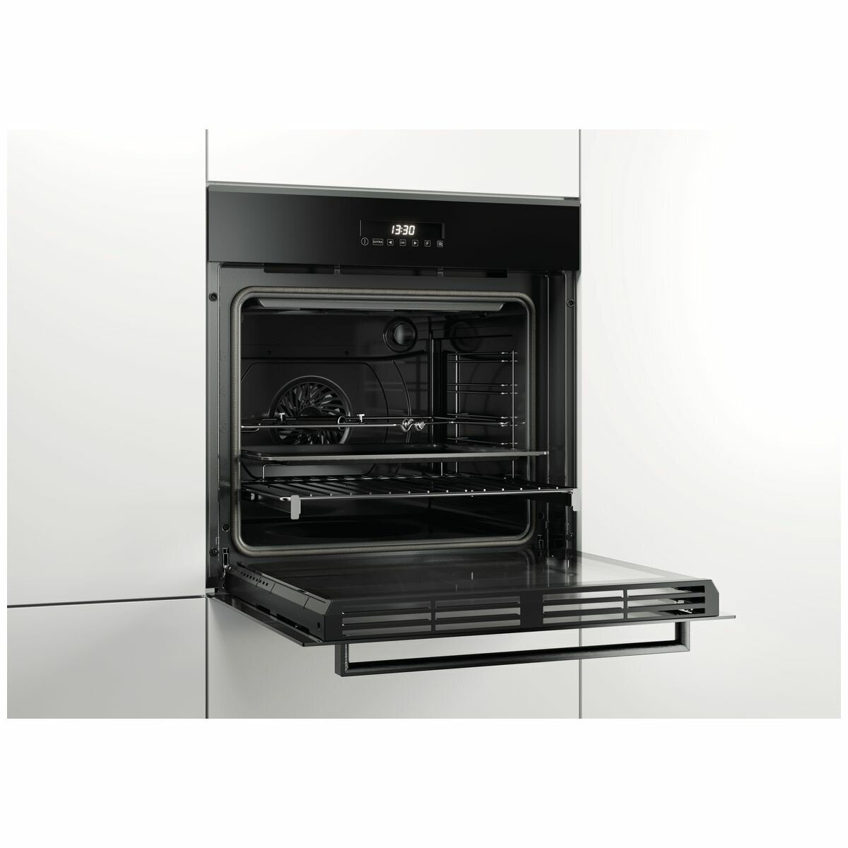 Haier 60cm Pyrolytic Oven - 70L, 10 Functions, Rotisserie, Meat Probe, Black - HWO60S10TPB2