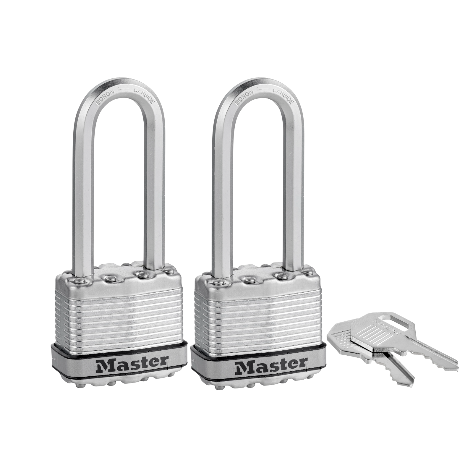 Master Lock 45mm Magnum Laminated Steel Padlock, 64mm Extra Long Shackle - 2 Pack