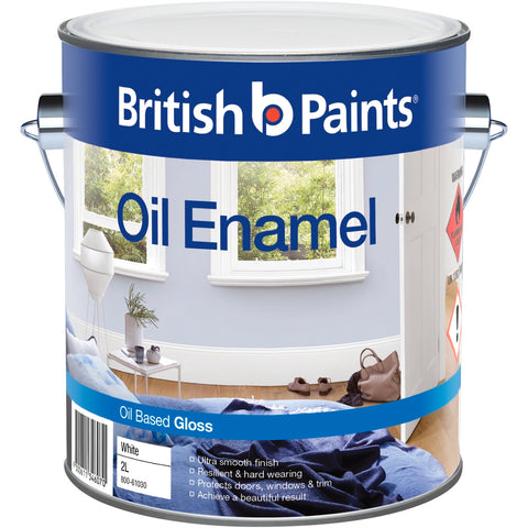 British Paints White Gloss Enamel Paint 2L - Oil Based, UV Resistant, Tintable