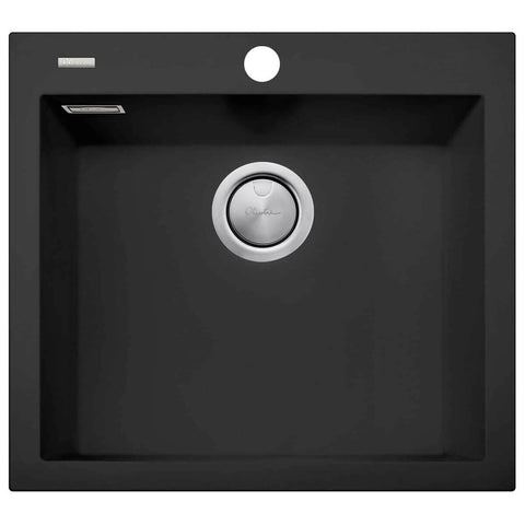 Oliveri Santorini large single bowl topmount granite sink - 39L - matte black - ST-MB1551-OF