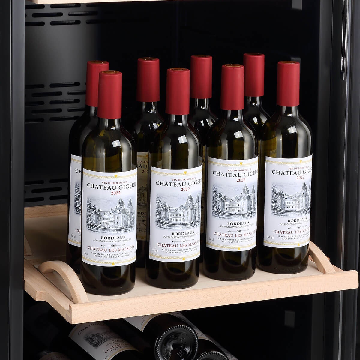 LeCavist 168 Bottle Single Zone Wine Cabinet 301L - Black Finish, Active Carbon Filter - LEK168PV