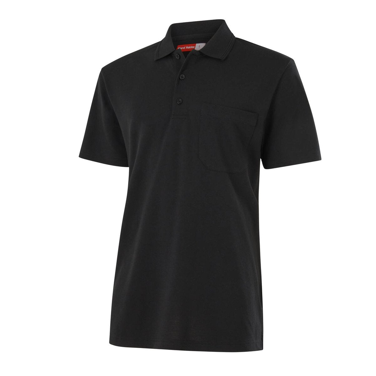 Hard Yakka Men’s Short Sleeve Polo L - Black - Durable Cotton - Regular Fit - SuperSaverAU - view 2