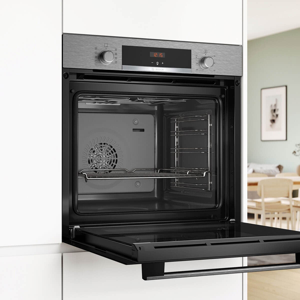 Bosch Series 4 60cm Electric Built-In Oven - 71L, 7 Functions, Pizza Setting, Stainless Steel - HBA534BS3A