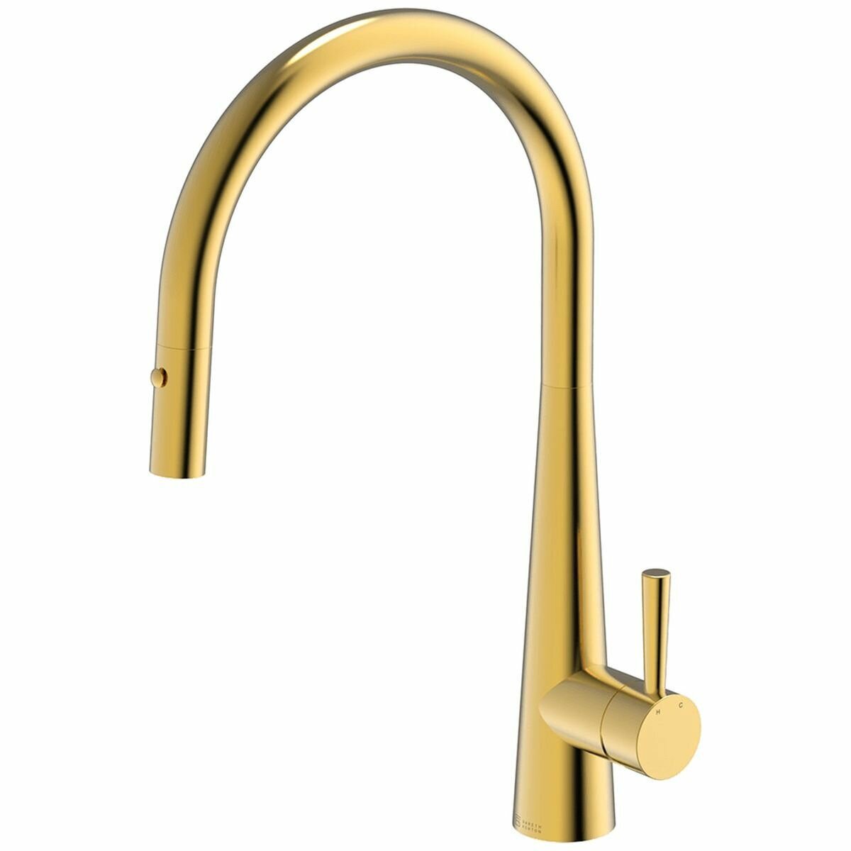 Gareth Ashton Gooseneck Pull Out Kitchen Mixer Tap - Eureka Gold, 5 Star WELS, 5.5L/min - KTA014-G
