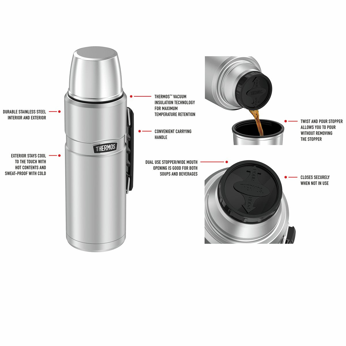 Thermos 2L Stainless King Stainless Steel Vacuum Insulated Flask