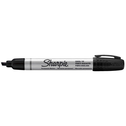 Sharpie Pro Black Chisel Tip Permanent Marker, Metal Body, Waterproof Ink