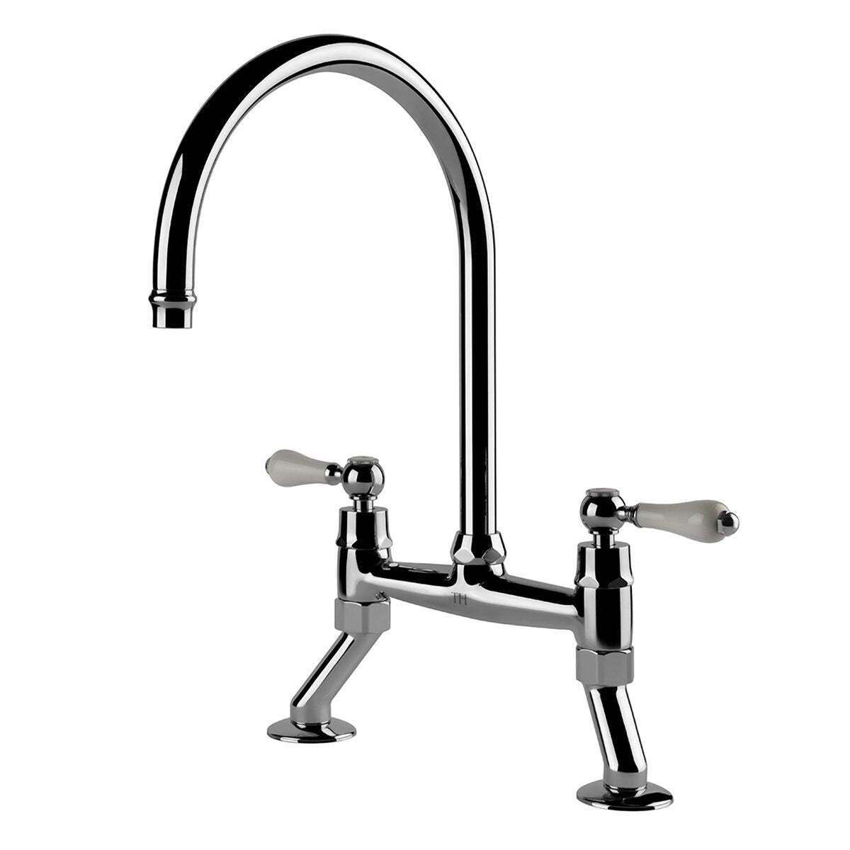 Turner Hastings Ludlow bridge sink mixer - chrome gooseneck spout with swivel - 5 star WELS - LU104BM-CH
