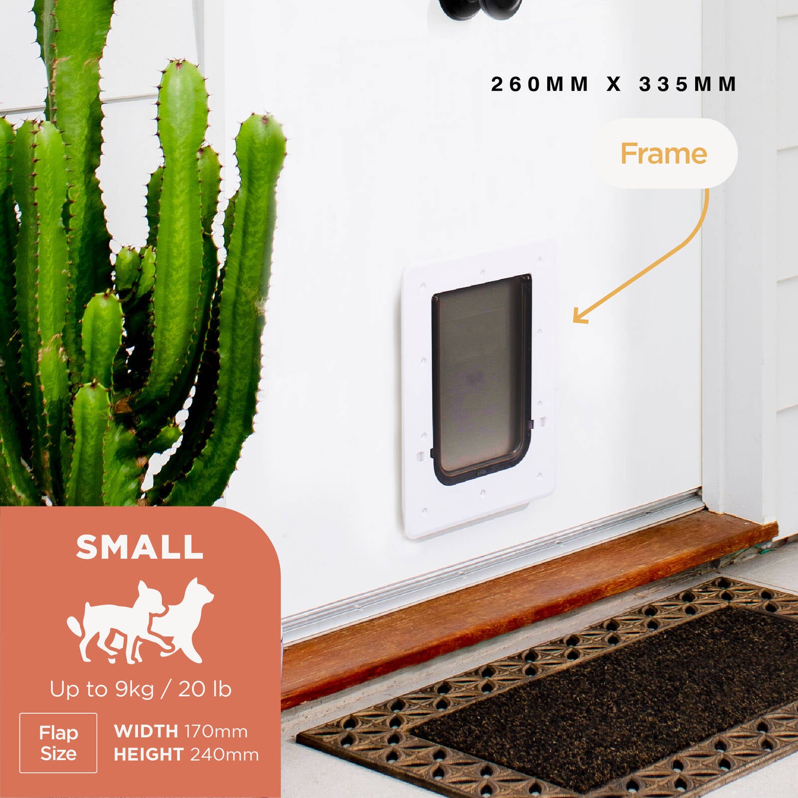 Hakuna Pets Small White Super Tough Lockable Pet Door 170mm