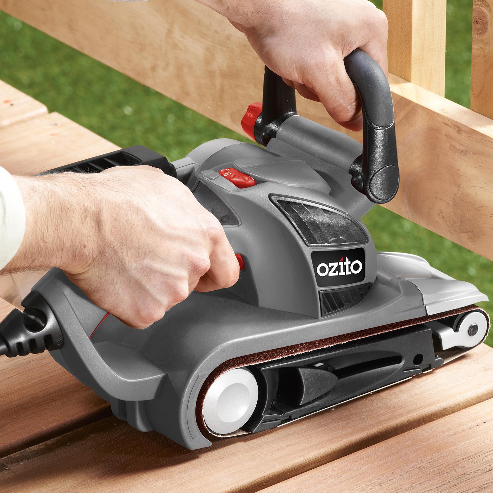 Ozito 850W Variable Speed Belt Sander BSV-9000, 75 x 533mm Belt, Canister Dust Collection, 400m/min