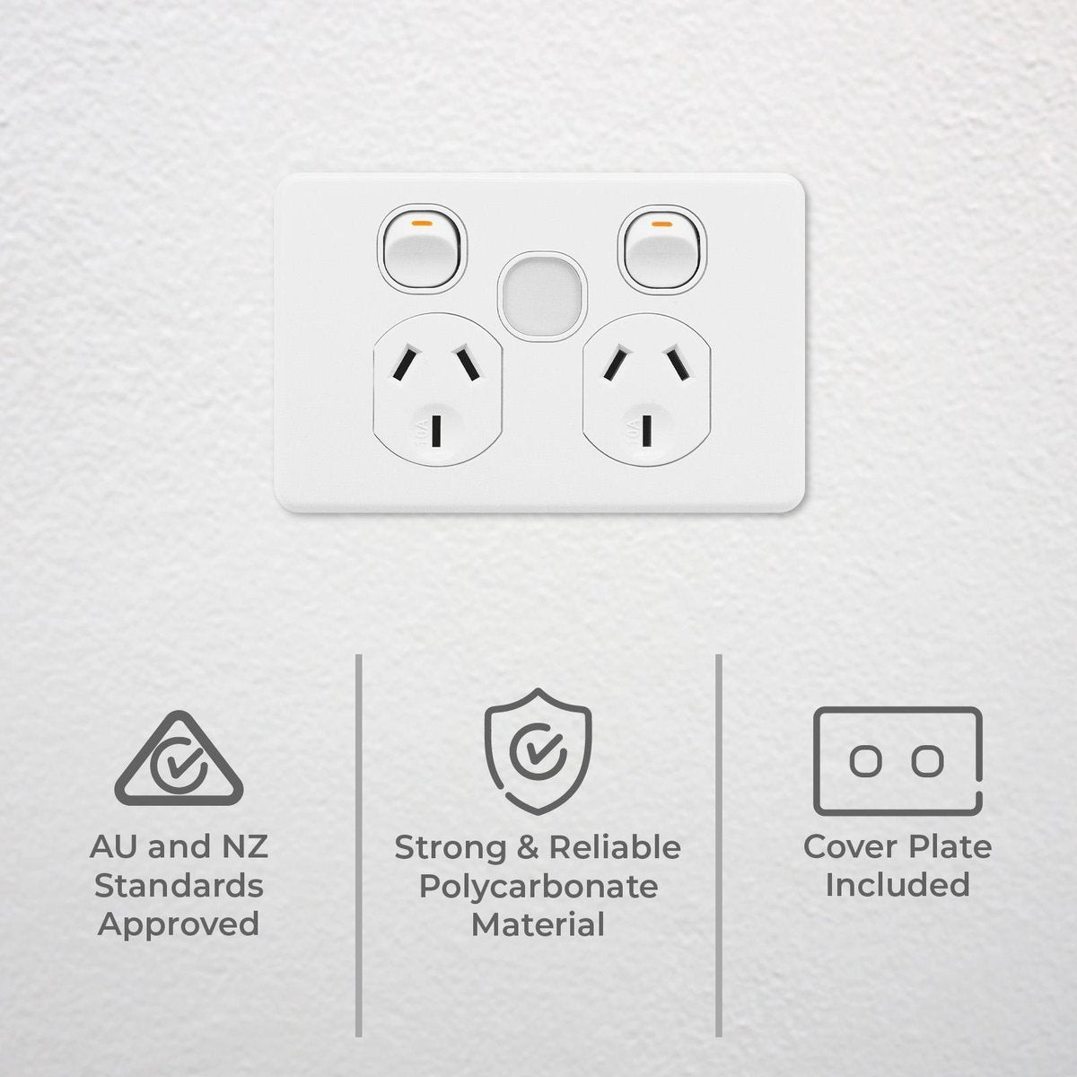 Deta x6 White Double Power Point 2 Outlets 150mm - Dimmable Night Light - SuperSaverAU - view 2