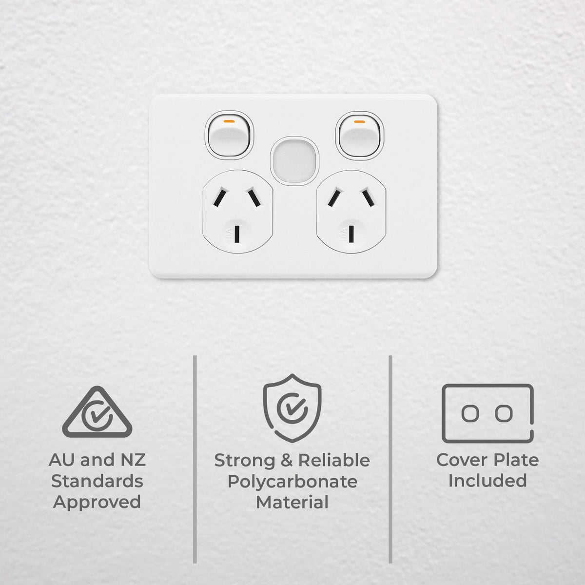 DETA X6 White Double Power Point With Dimmable Night Light 10A 6231B