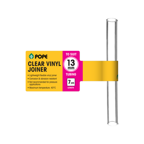Pope Clear Vinyl Tubing Joiner 13mm x 7cm - Low Pressure Liquid Transfer - SuperSaverAU - view 1