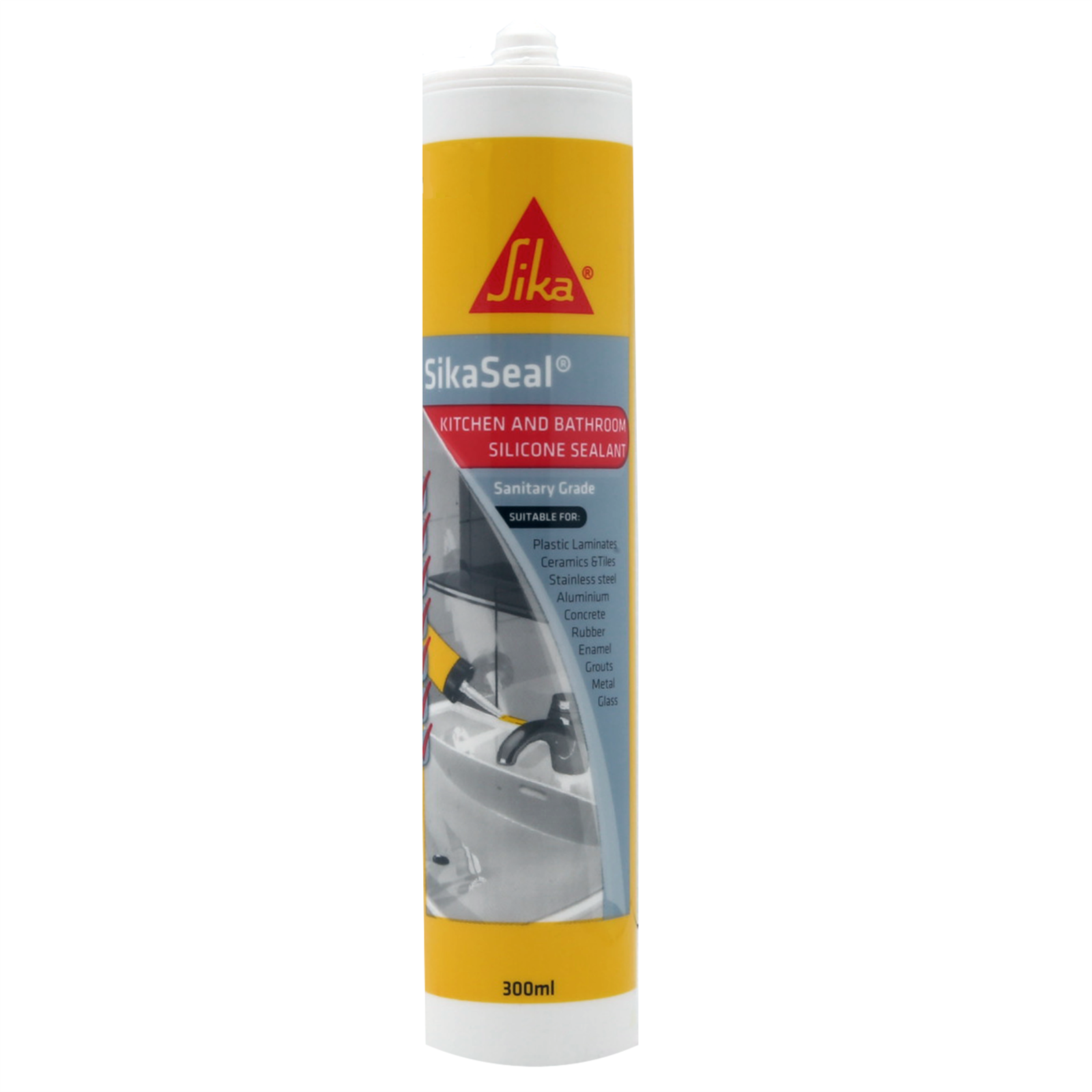 Sika 300ml SikaSeal Kitchen & Bathroom Silicone Sealant, Brown, UV & Shrink Resistant