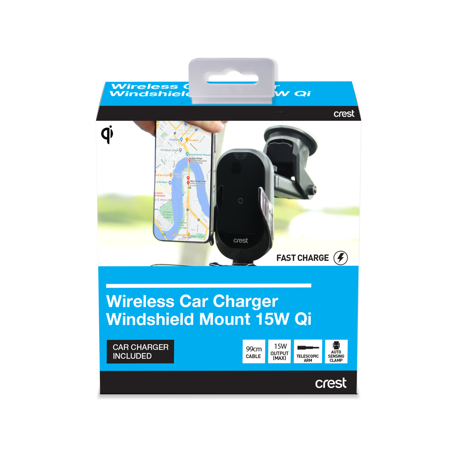 Crest Qi Wireless Car Charger 15W - Window Mount CPCCD15
