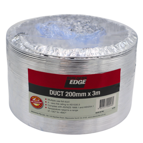 Builders Edge 200mm x 3m Aluminium Foil Duct