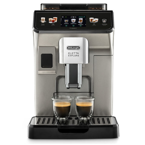 DeLonghi Eletta Explore Connect fully automatic coffee machine - titanium, hot and iced coffee - ECAM45086T
